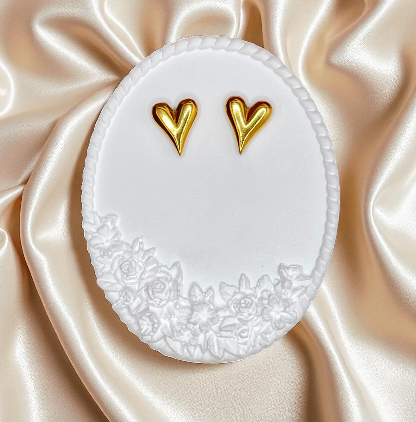 Believe In Your Hearts Earrings, 18K Gold Plated Steel