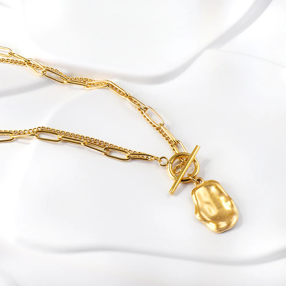 Molten Layers Stainless Steel Necklace