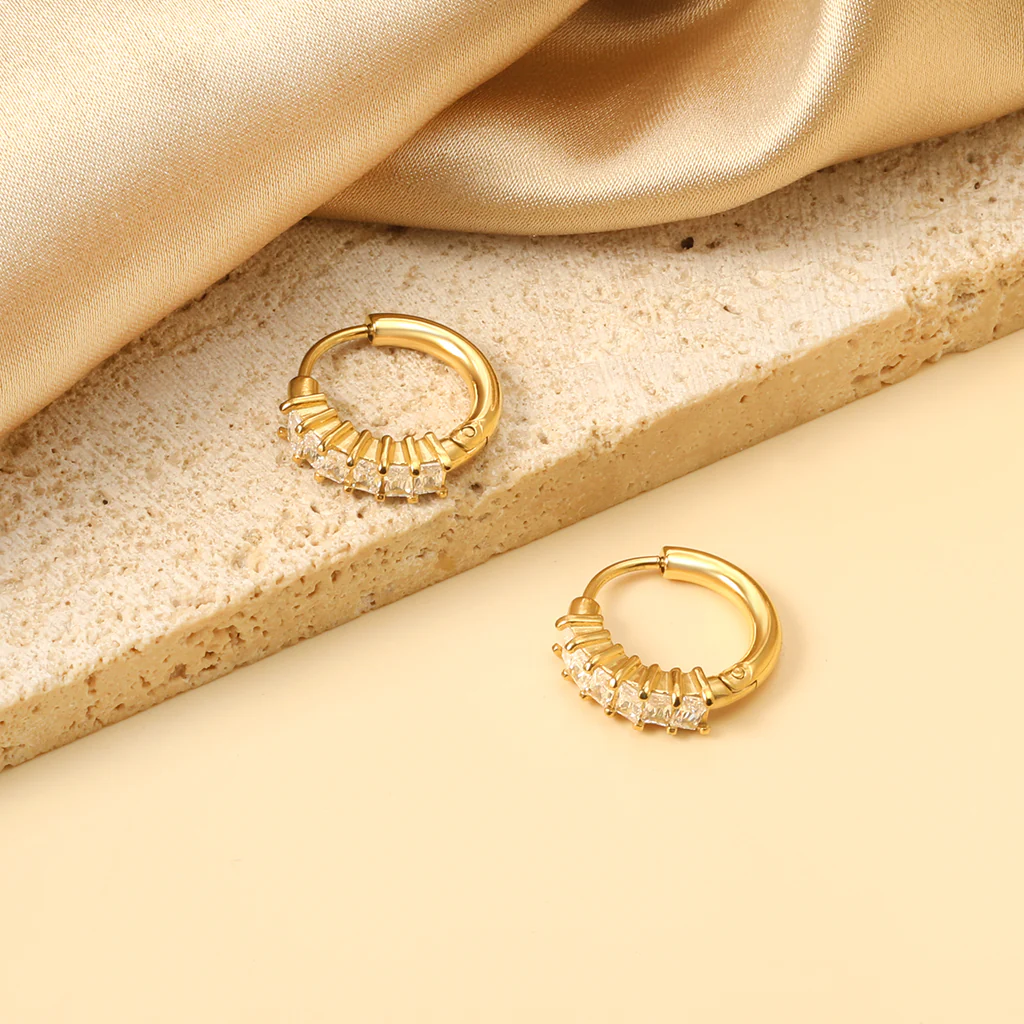 Celeste Hoops, 18k Gold Plated Earrings