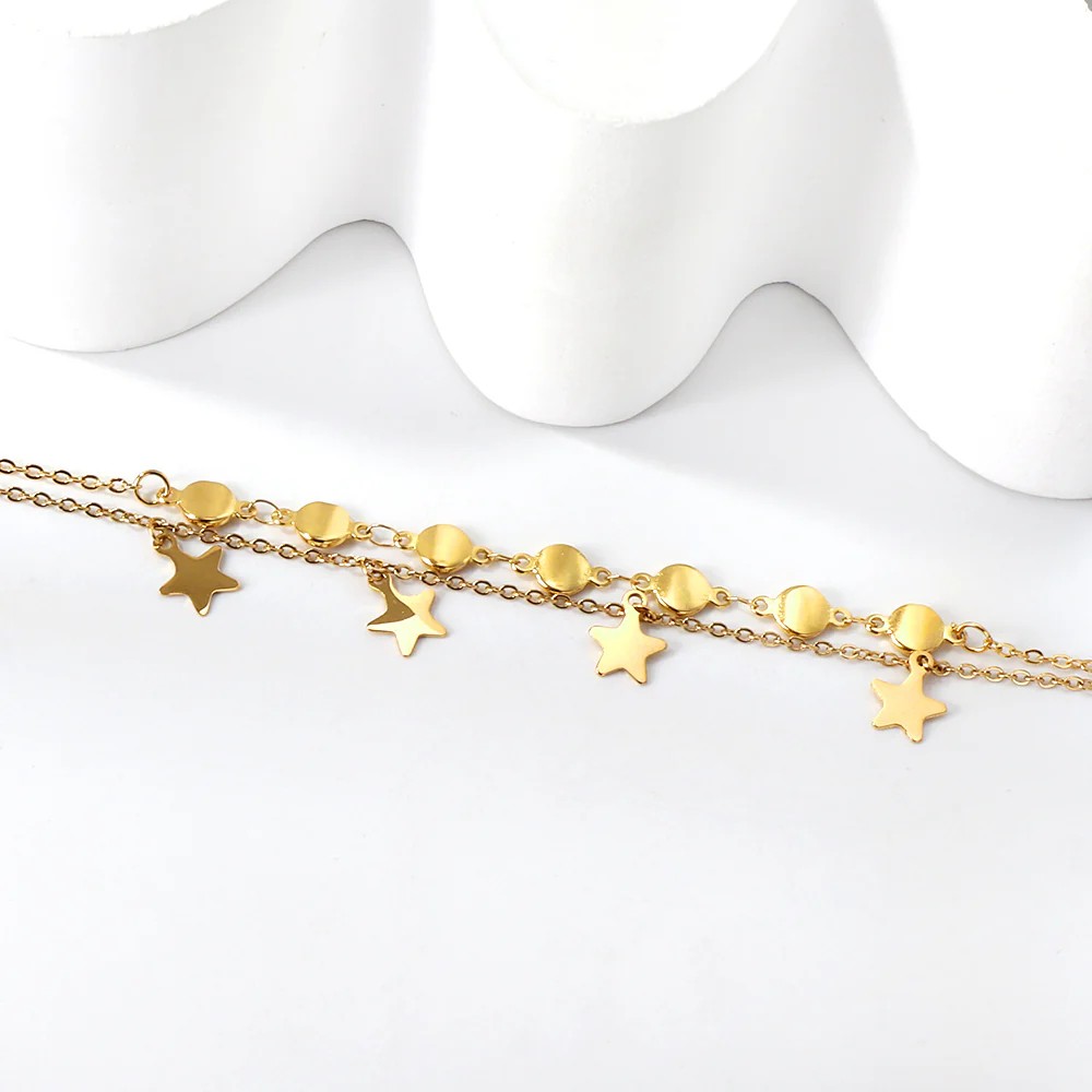 Celestial Moon Star, 18k Gold Plated Anklet