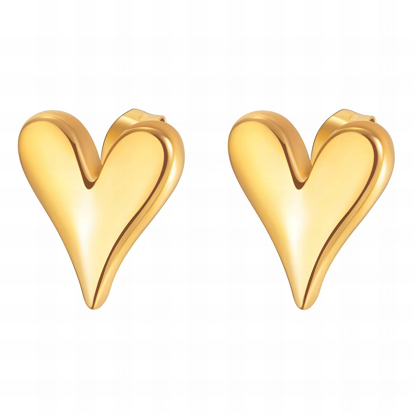 Believe In Your Hearts Earrings, 18K Gold Plated Steel