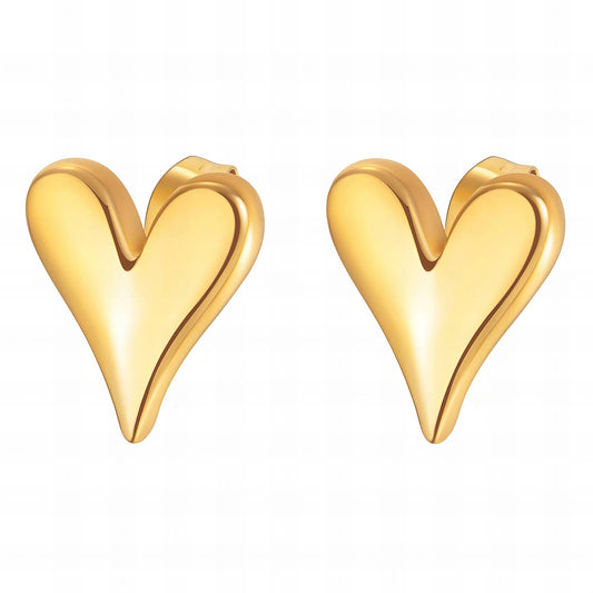 Believe In Your Hearts Earrings, 18K Gold Plated Steel