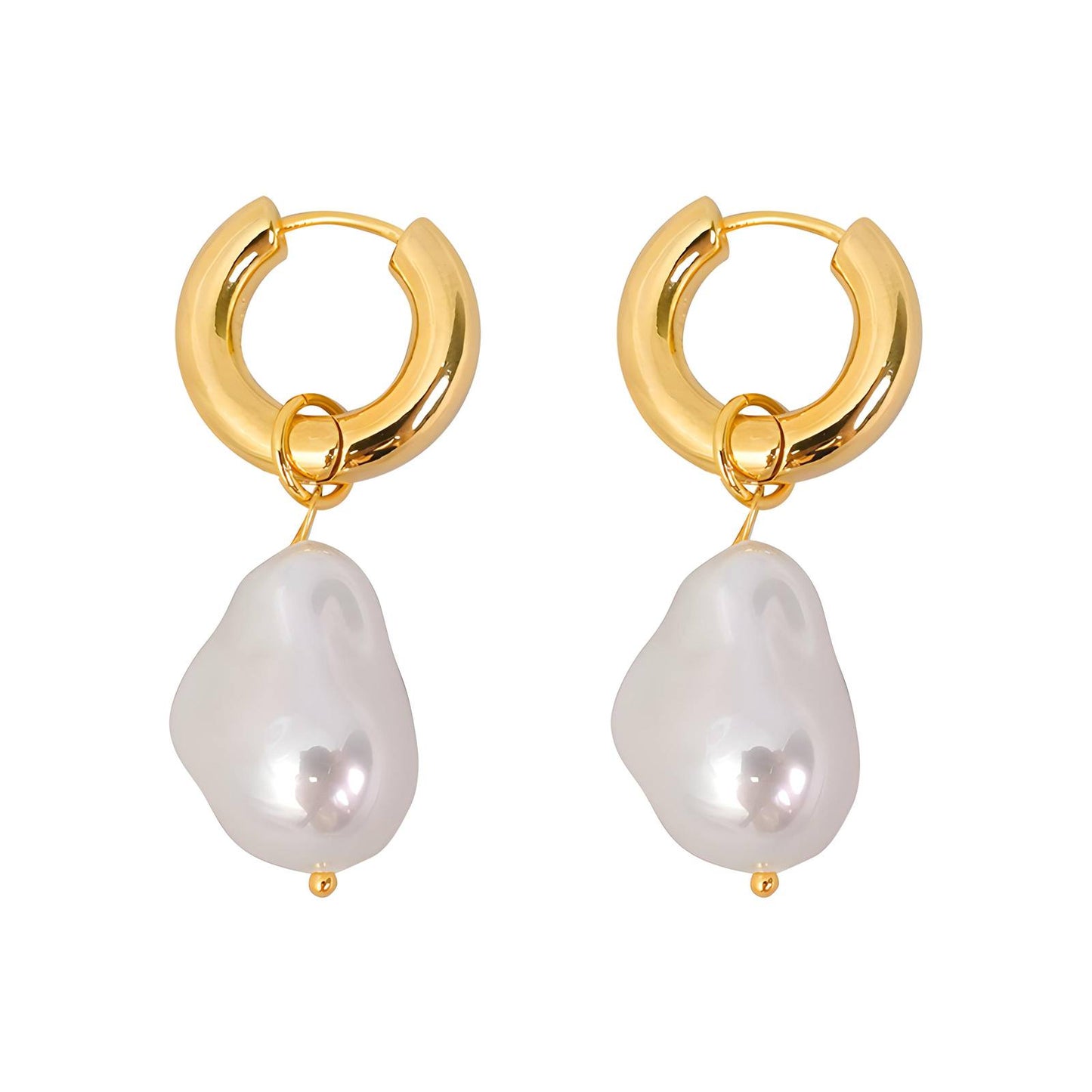 Luna Pearl , 18K Gold Plated Steel Earrings