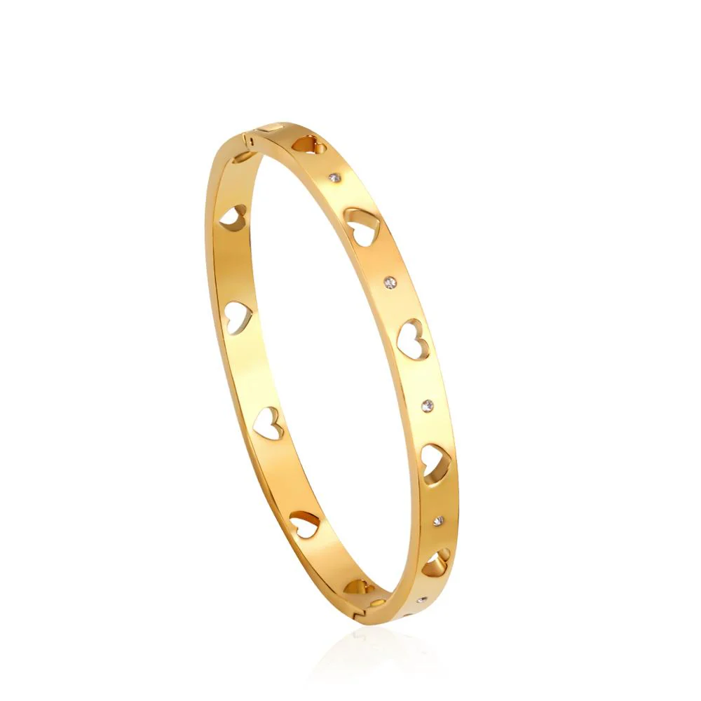 The Heartline , 18k Gold Plated Bangle