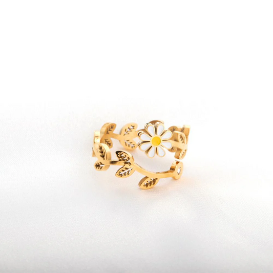 Blooming Daisy, 18k Gold Plated Ring