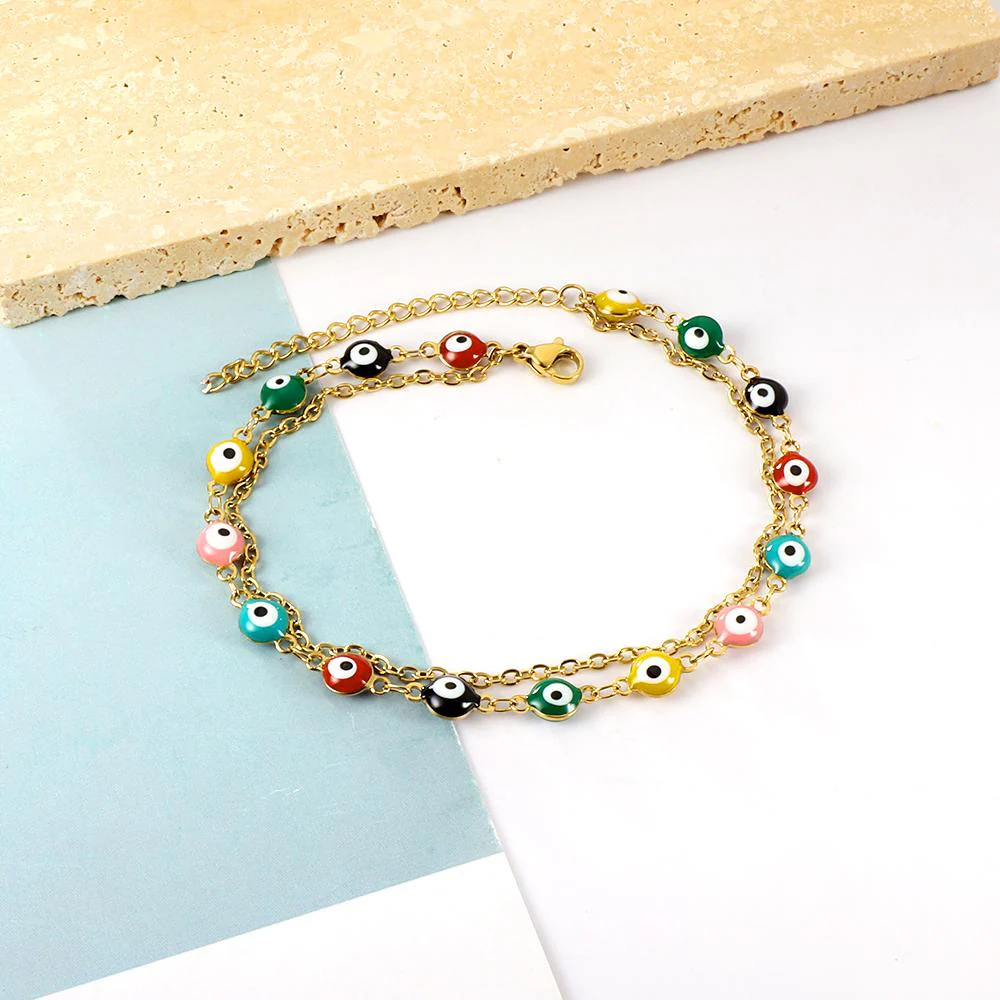 Midnight Eye Charm Stainless Steel Anklet