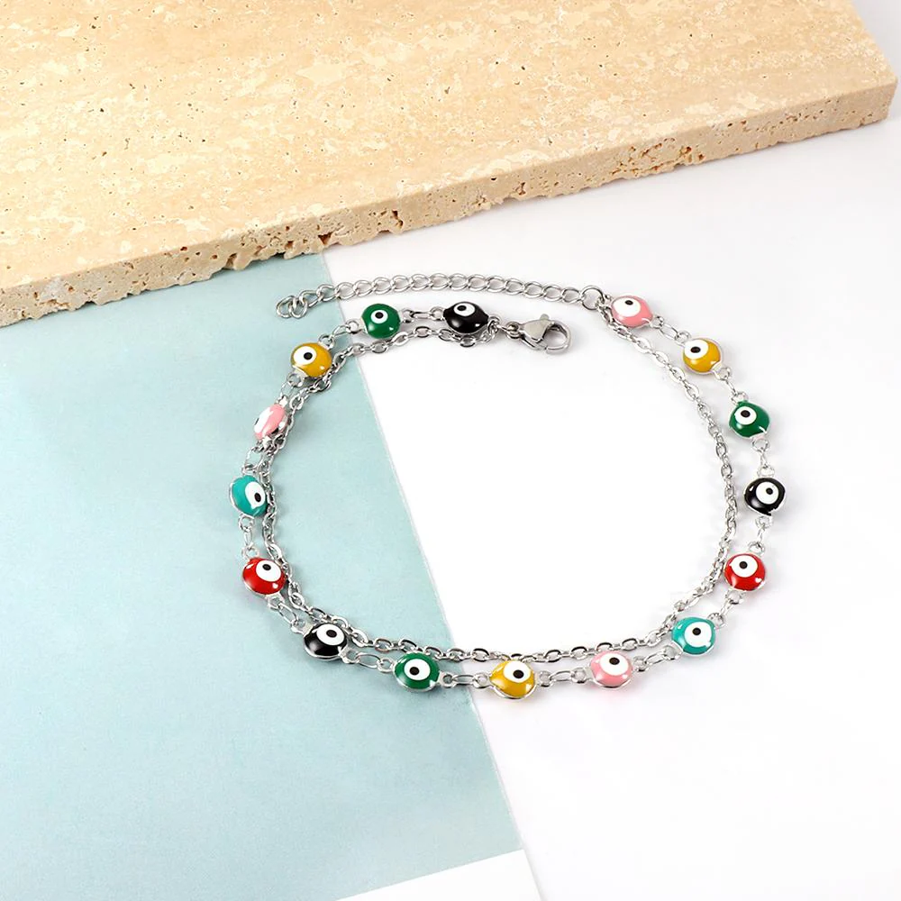 Midnight Eye Charm Stainless Steel Anklet