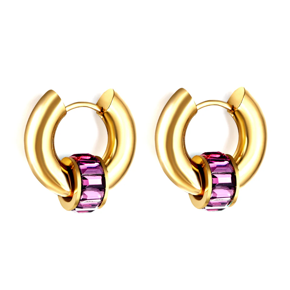 Amethyst Glow, Stainless Steel Earring