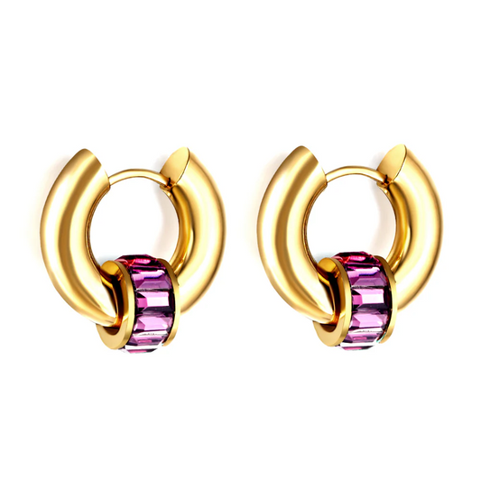 Amethyst Glow, Stainless Steel Earring