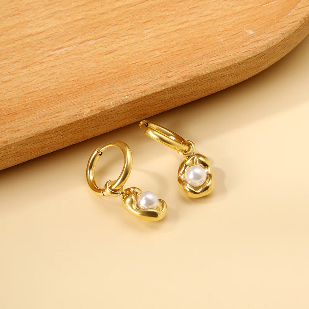Radiance Pearl Hoops, 18k Gold Plated Earrings