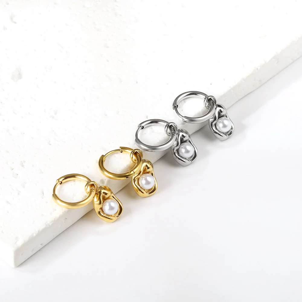 Radiance Pearl Hoops, 18k Gold Plated Earrings