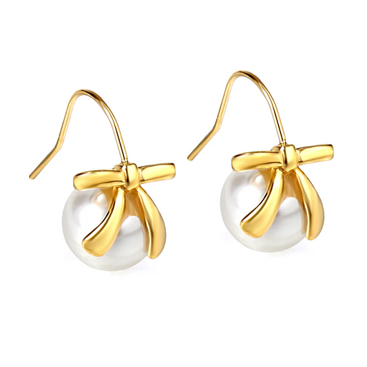 Grace Pearl, 18k Gold Plated Earrings