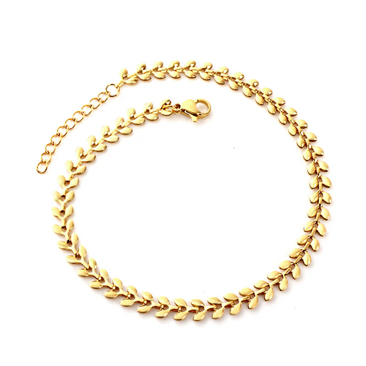 Golden Laurel, 18k Gold Plated Anklet