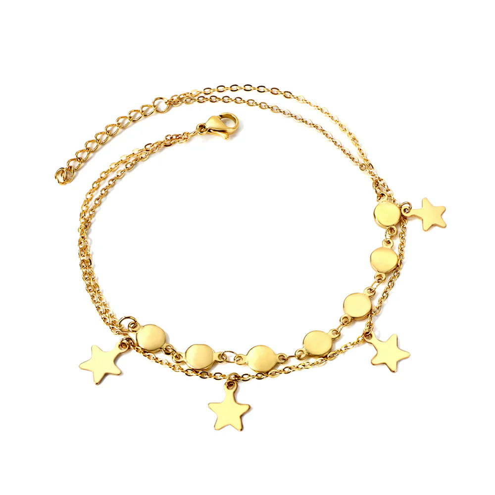 Celestial Moon Star, 18k Gold Plated Anklet