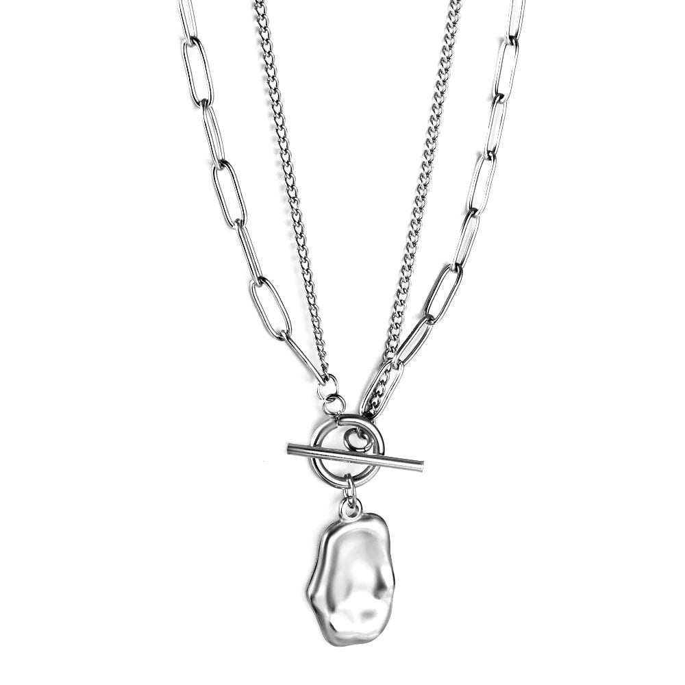 Molten Layers Stainless Steel Necklace