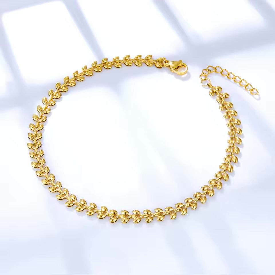 Golden Laurel, 18k Gold Plated Anklet