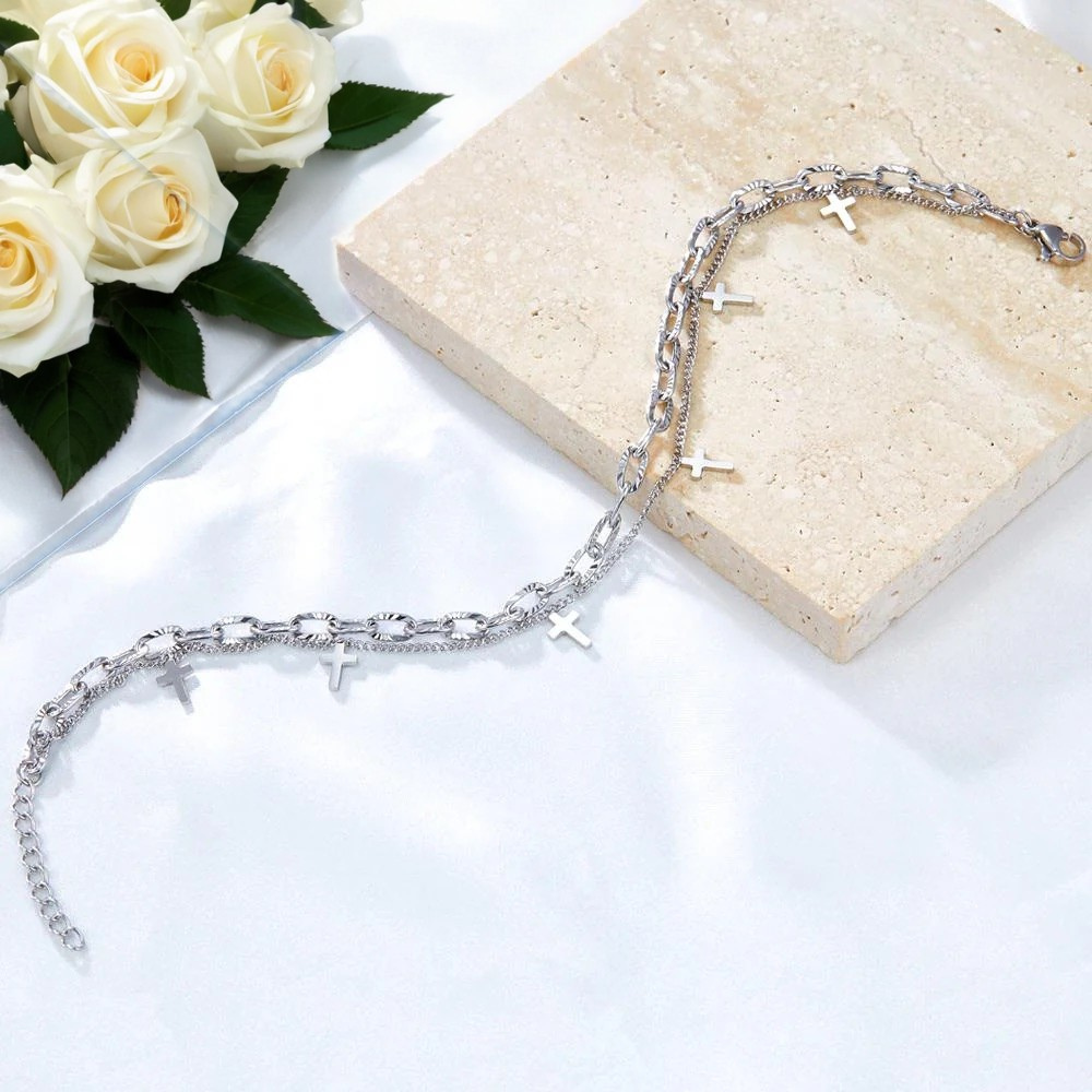 Dual Faith Layer Stainless Steel Anklet