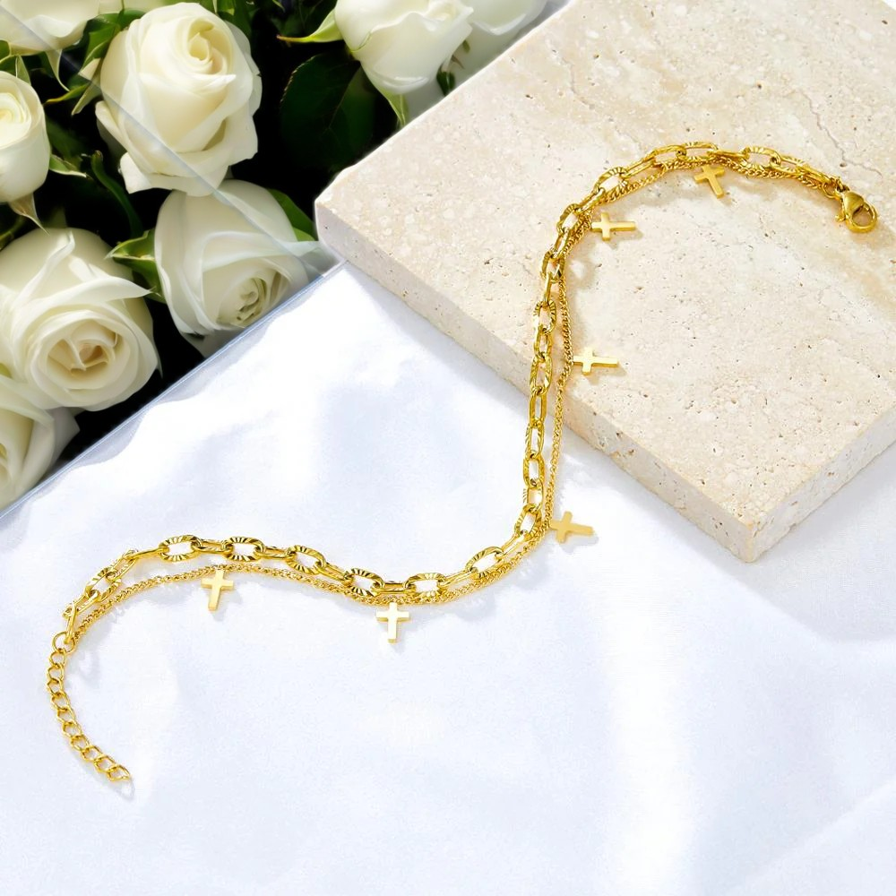 Dual Faith Layer Stainless Steel Anklet